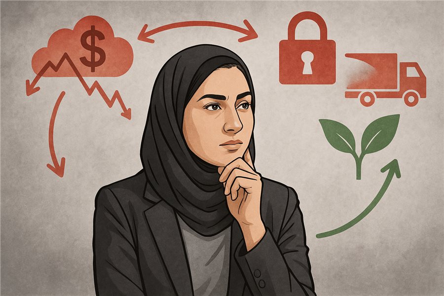 کارآفرین ایرانی در حال حل چالش‌های تجارت مانند تحریم‌ها و نوسانات ارزی.